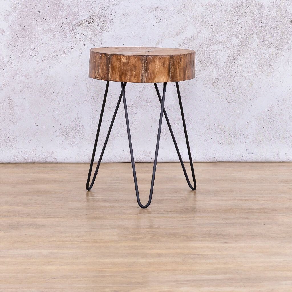 Rustic Wooden Side Table Side Table Leather Gallery