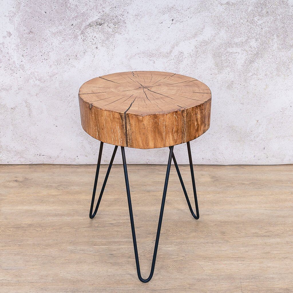 Rustic Wooden Side Table Side Table Leather Gallery