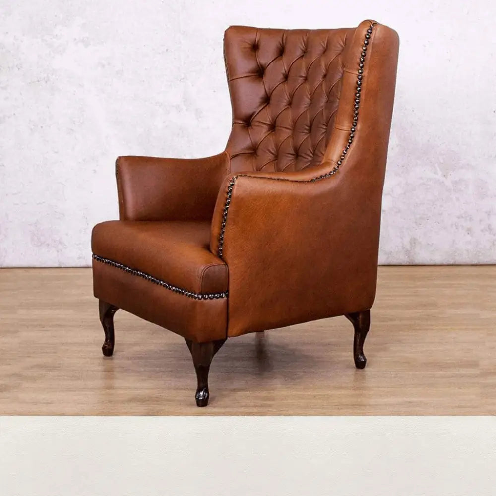 Salina Leather Armchair - Wingback Armchair & Customisable Leather - Czar White - Occasional Chair