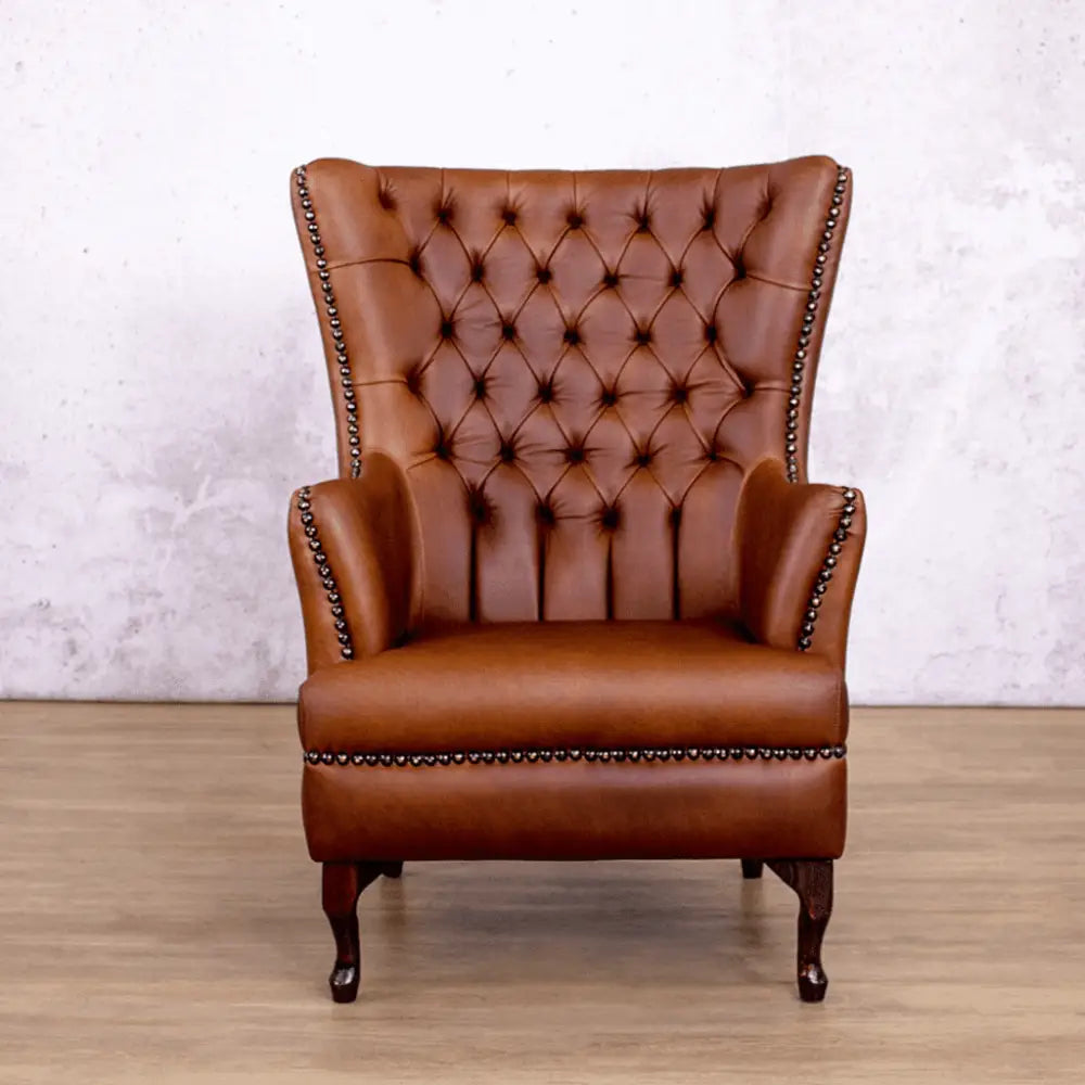 Salina Leather Armchair - Wingback Armchair & Customisable Leather - Occasional Chair
