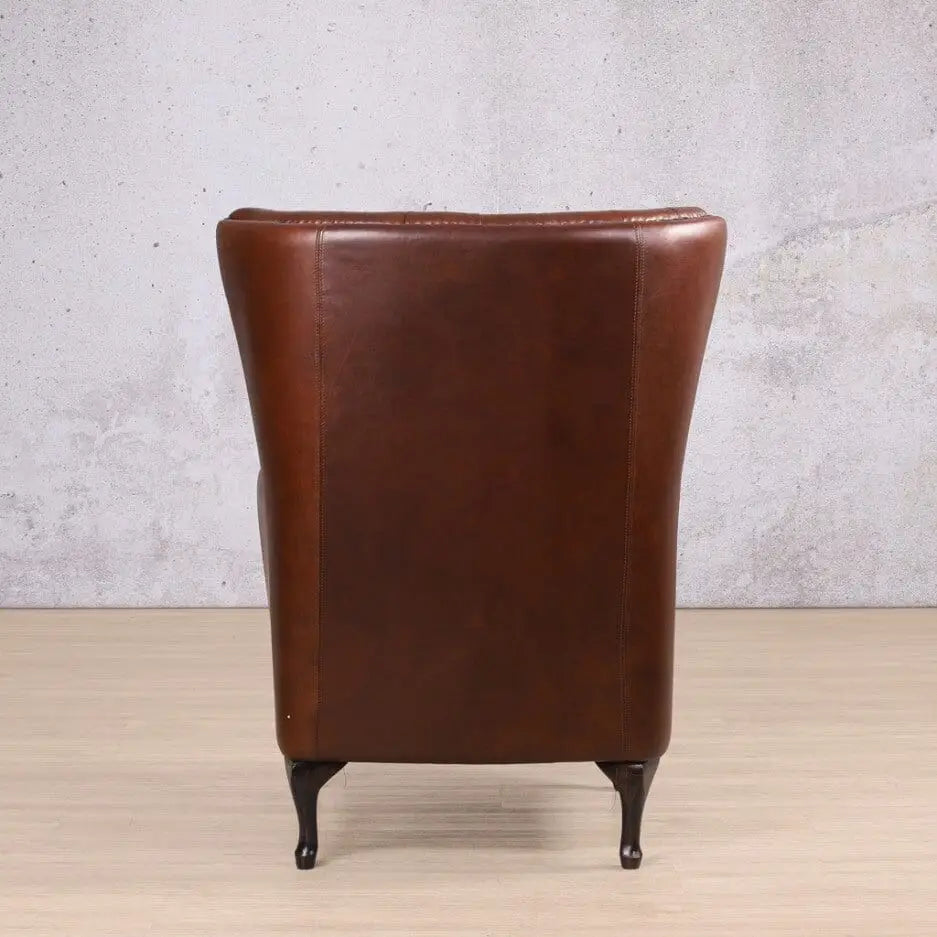 Salina Leather Armchair - Wingback Armchair & Customisable Leather - Occasional Chair Dark Regal Treacle