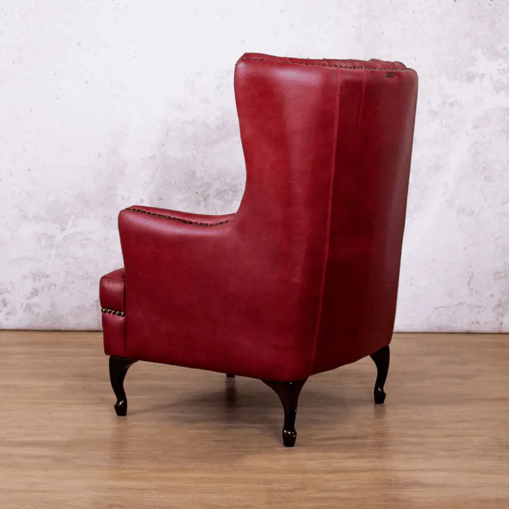 Salina Leather Armchair - Wingback Armchair & Customisable Leather - Occasional Chair Royal Ruby