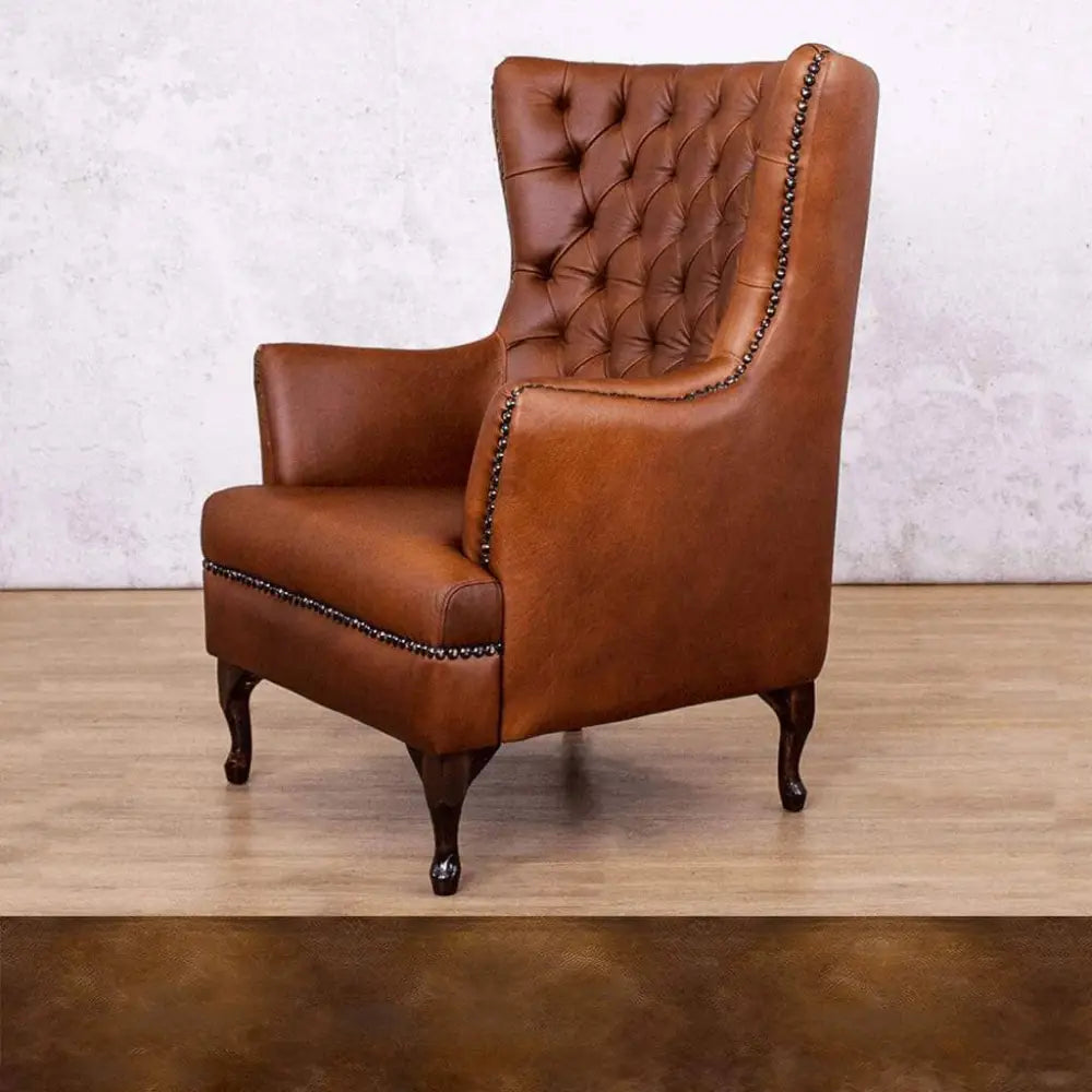 Salina Leather Armchair - Wingback Armchair & Customisable Leather - Occasional Chair