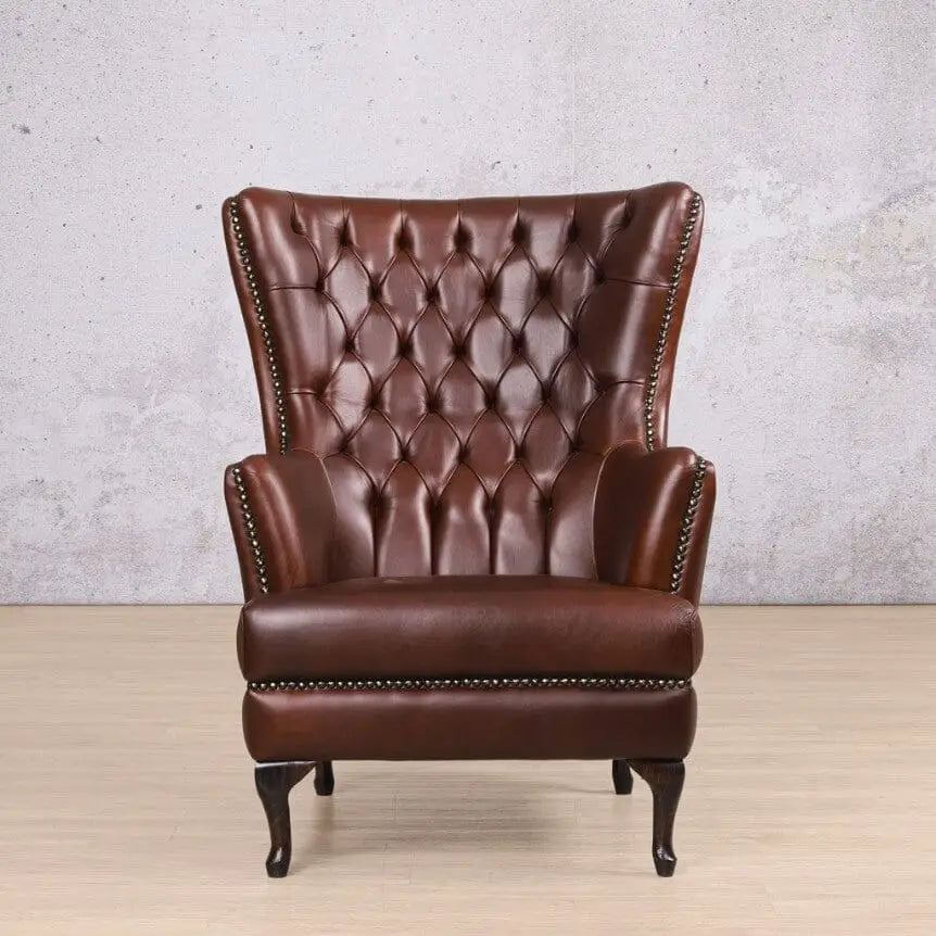 Salina Leather Armchair - Wingback Armchair & Customisable Leather - Occasional Chair