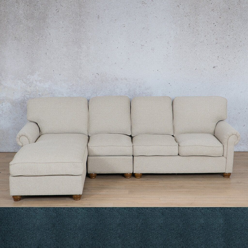 Salisbury Fabric Sofa Chaise Modular Sectional - LHF Fabric Corner Suite Leather Gallery Air Force Blue 