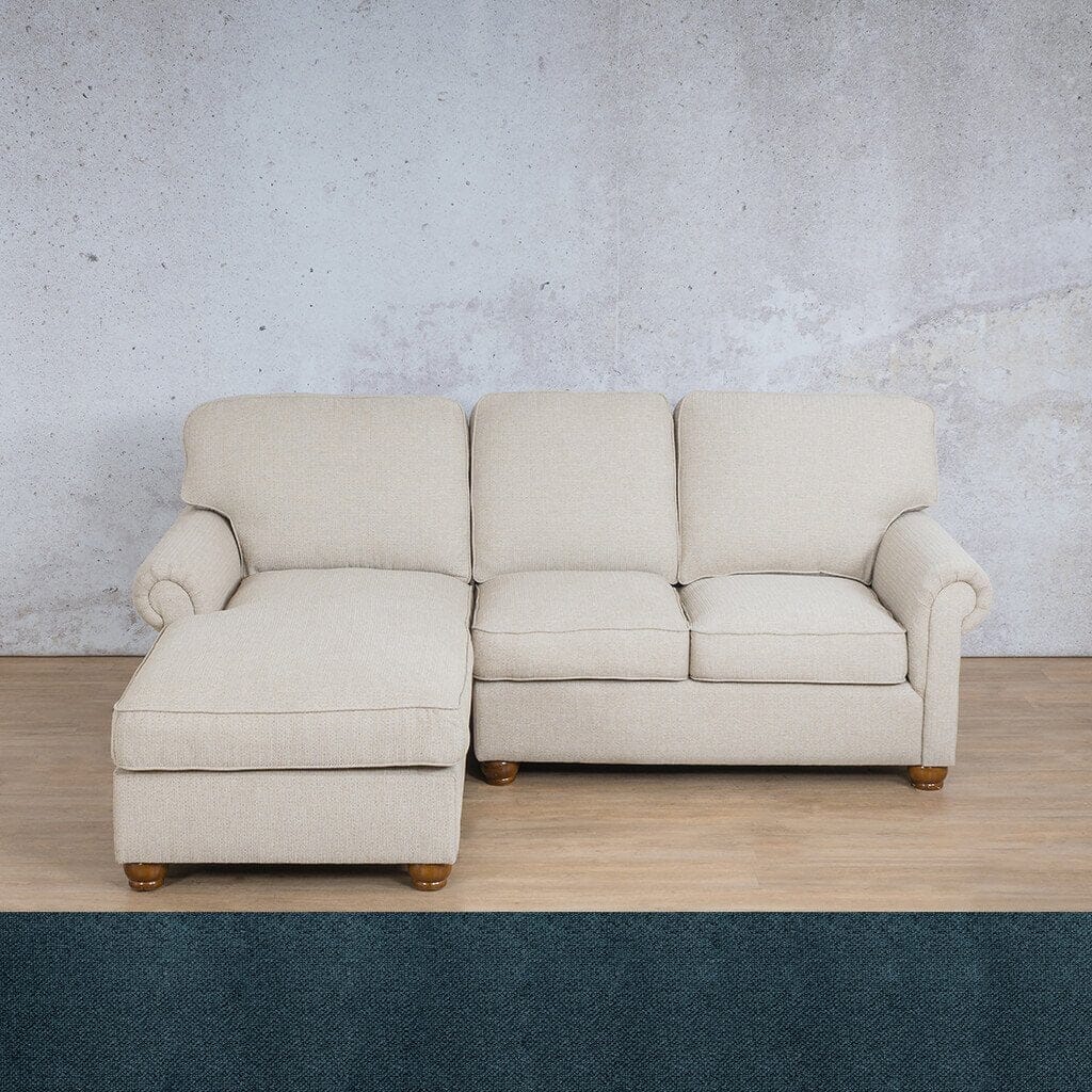 Salisbury Fabric Sofa Chaise Sectional - LHF Fabric Corner Suite Leather Gallery Air Force Blue 