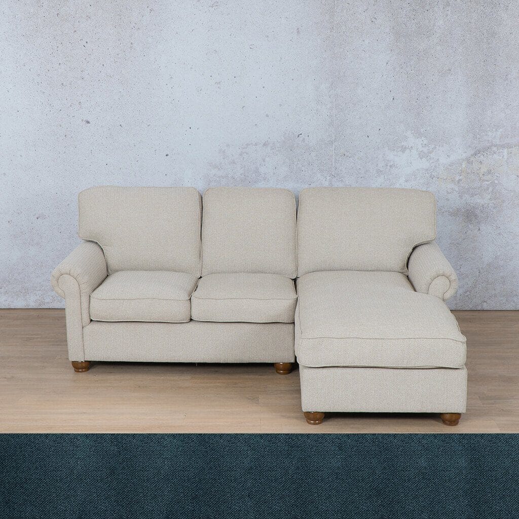 Salisbury Fabric Sofa Chaise Sectional - RHF Fabric Corner Suite Leather Gallery Air Force Blue 