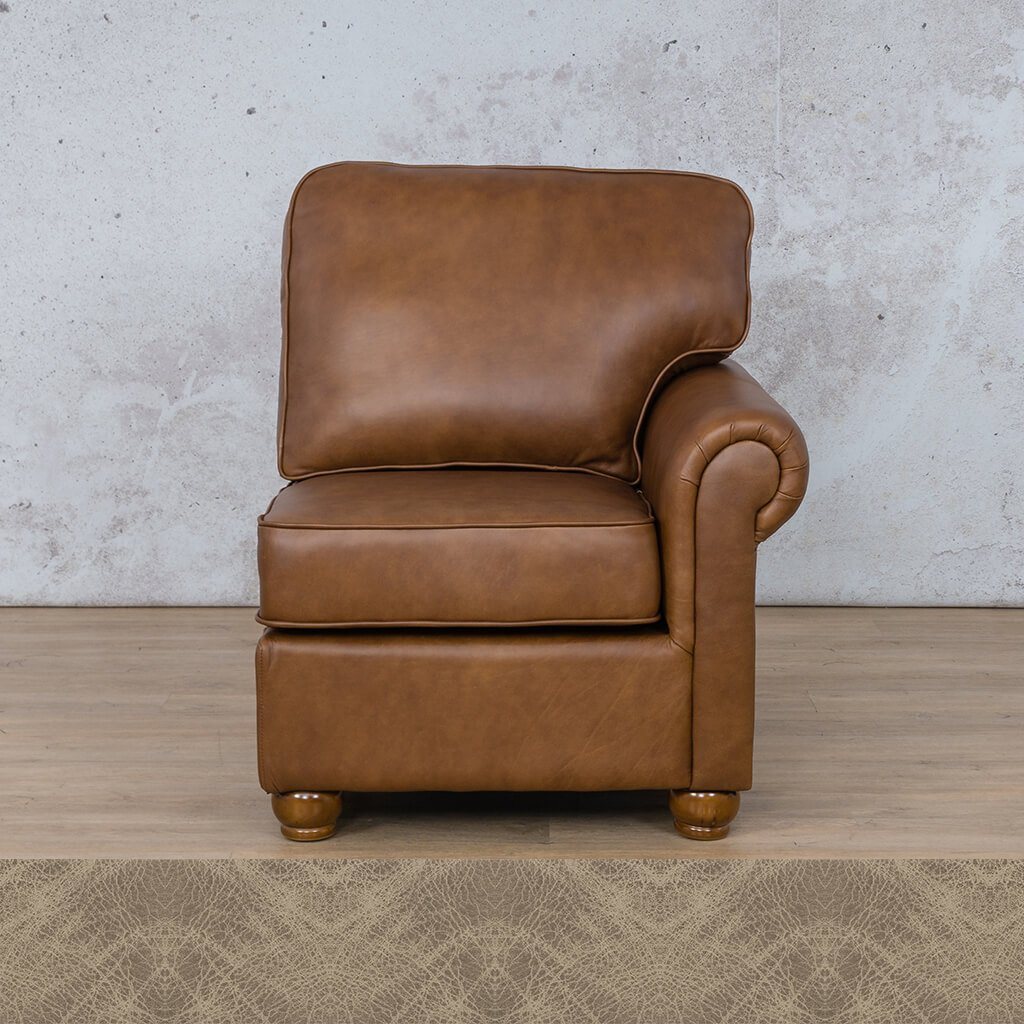 Salisbury Leather 1 Seater Left Arm Leather Sofa Leather Gallery Bedlam Taupe WAREHOUSE COLLECTION - PINETOWN OR NORTHRIDING Full Foam