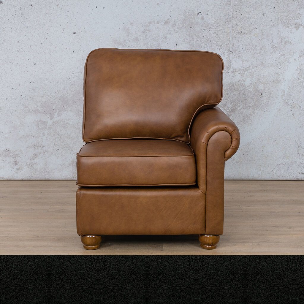 Salisbury Leather 1 Seater Left Arm Leather Sofa Leather Gallery Czar Black WAREHOUSE COLLECTION - PINETOWN OR NORTHRIDING Full Foam