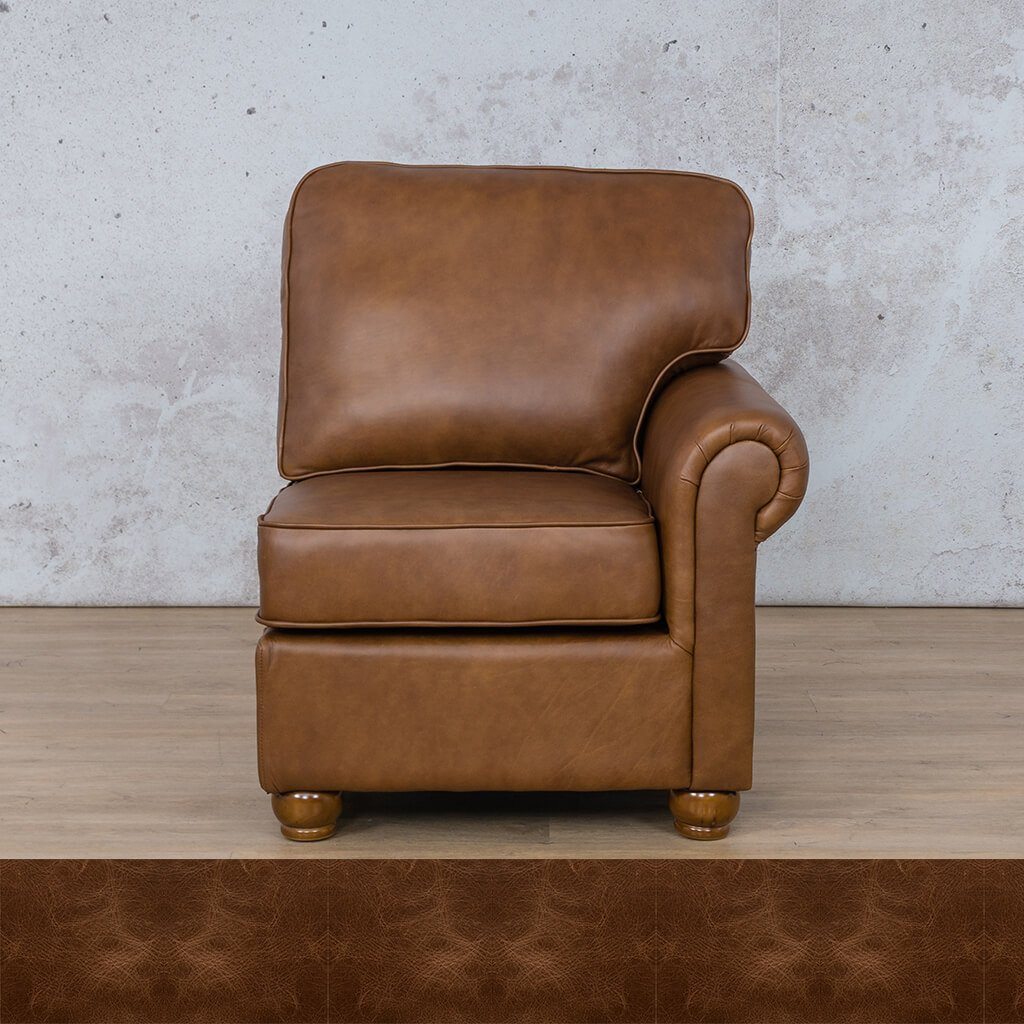 Salisbury Leather 1 Seater Left Arm Leather Sofa Leather Gallery Royal Cognac WAREHOUSE COLLECTION - PINETOWN OR NORTHRIDING Full Foam