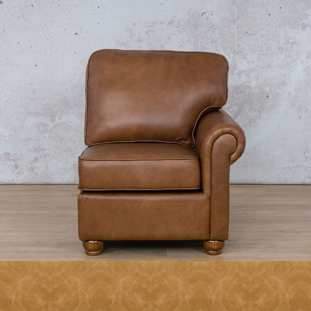 Salisbury Leather 1 Seater Left Arm Leather Sofa Leather Gallery Royal Hazelnut WAREHOUSE COLLECTION - PINETOWN OR NORTHRIDING Full Foam