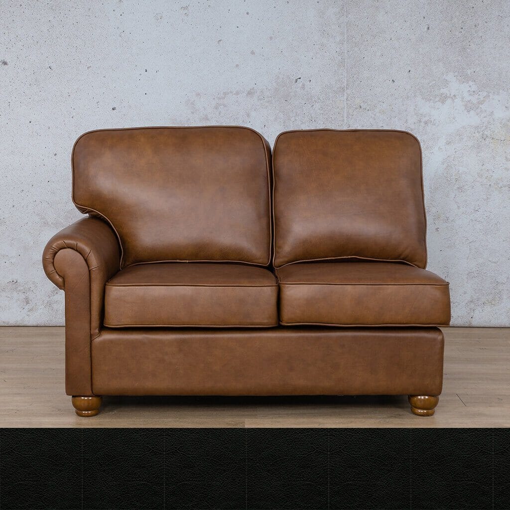 Salisbury Leather 2 Seater LHF Leather Sofa Leather Gallery Czar Black 