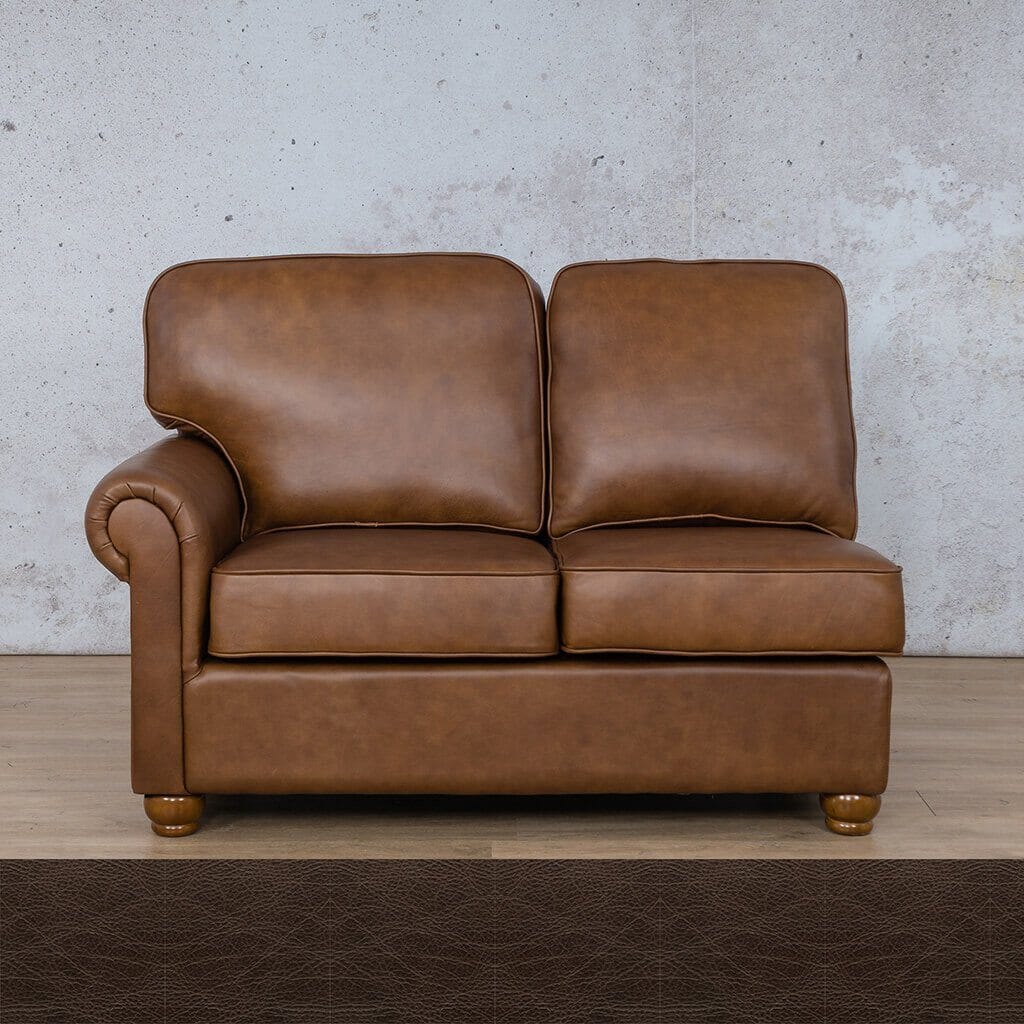 Salisbury Leather 2 Seater LHF Leather Sofa Leather Gallery Czar Chocolate Full Foam 