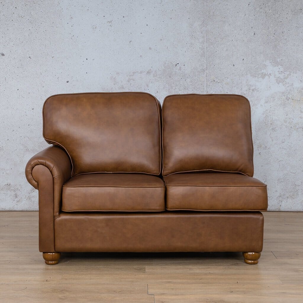Salisbury Leather 2 Seater LHF Leather Sofa Leather Gallery Czar Pecan-S Full Foam 
