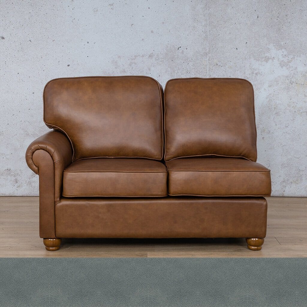 Salisbury Leather 2 Seater LHF Leather Sofa Leather Gallery Flux Blue