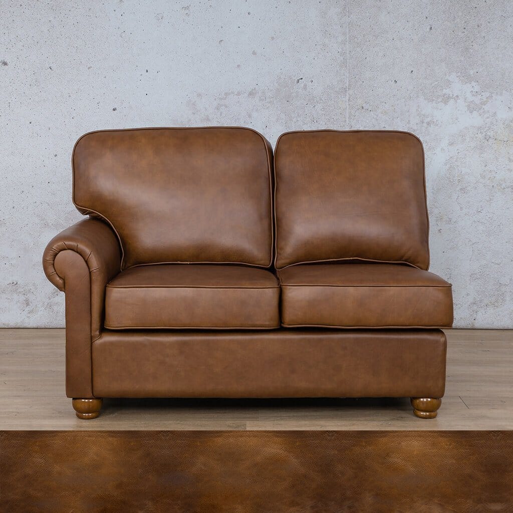 Salisbury Leather 2 Seater LHF Leather Sofa Leather Gallery Royal Walnut 