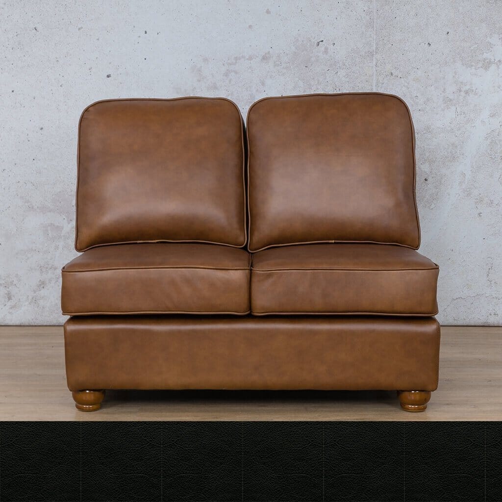 Salisbury Leather Armless 2 Seater Leather Sofa Leather Gallery Czar Black 