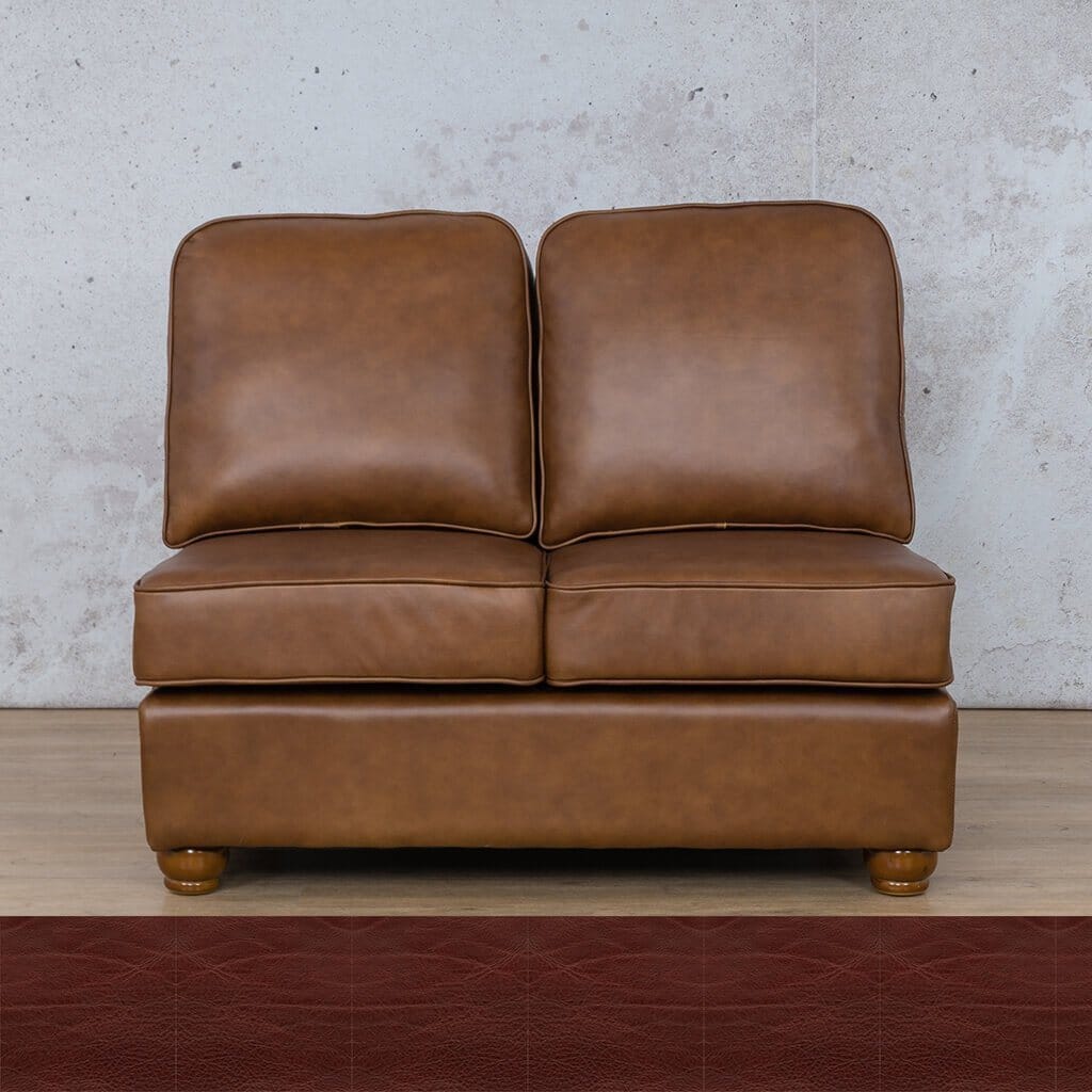 Salisbury Leather Armless 2 Seater Leather Sofa Leather Gallery Czar Ruby 