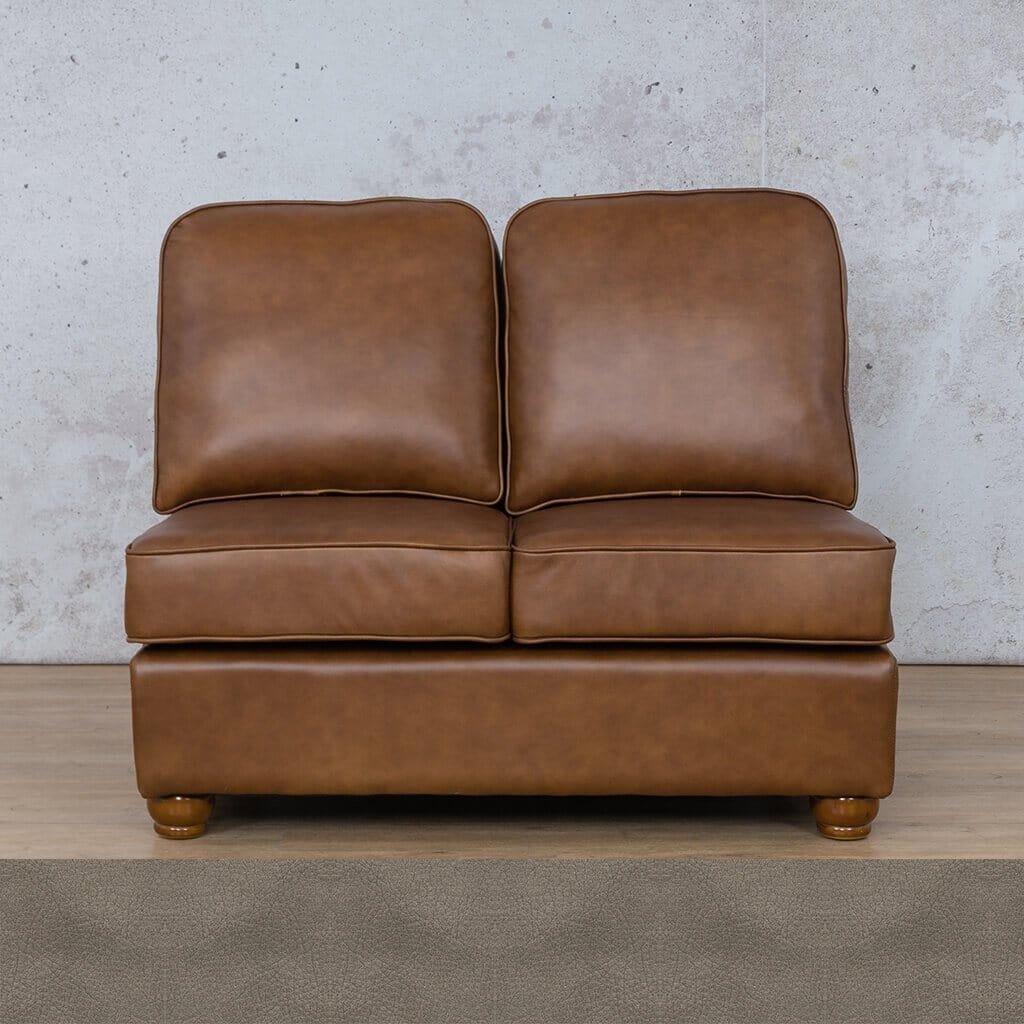 Salisbury Leather Armless 2 Seater Leather Sofa Leather Gallery Flux Grey 