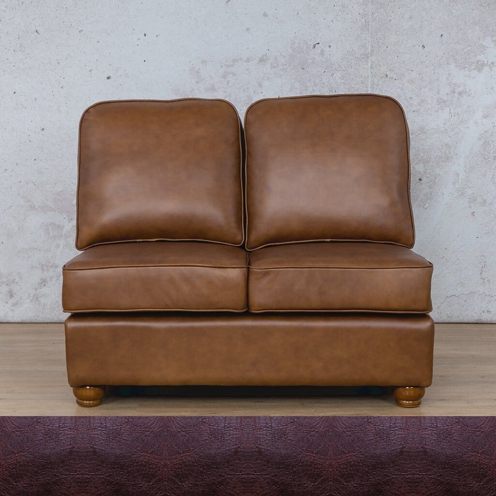 Salisbury Leather Armless 2 Seater Leather Sofa Leather Gallery Royal Coffee Full Foam 