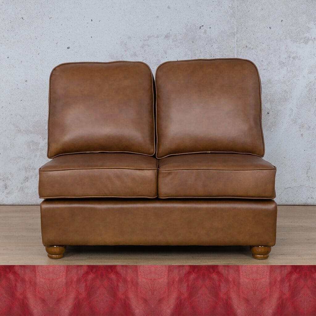 Salisbury Leather Armless 2 Seater Leather Sofa Leather Gallery Royal Ruby 