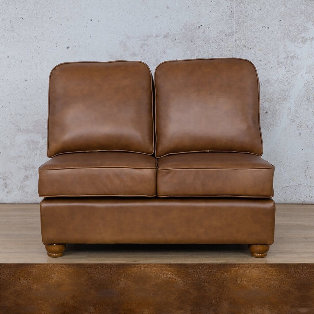 Salisbury Leather Armless 2 Seater Leather Sofa Leather Gallery Royal Walnut 