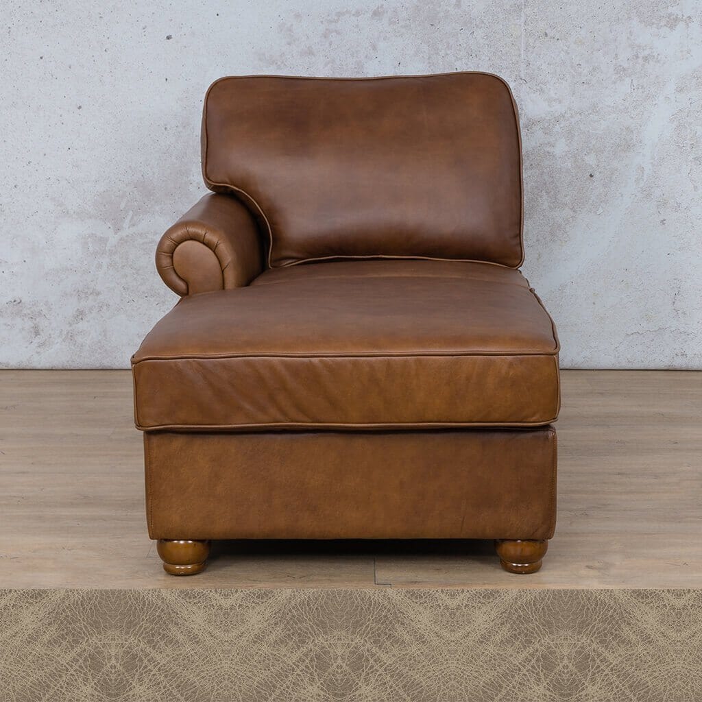 Salisbury Leather Chaise LHF Leather Armchair Leather Gallery Bedlam Taupe 