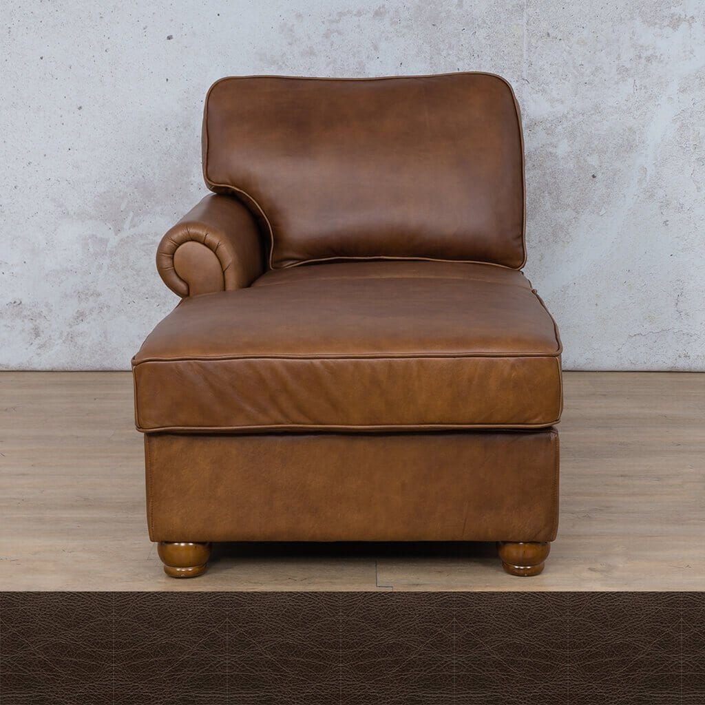 Salisbury Leather Chaise LHF Leather Armchair Leather Gallery Czar Chocolate 