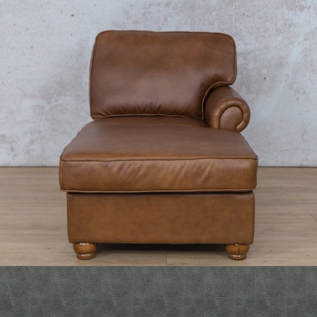 Salisbury Leather Chaise RHF Leather Armchair Leather Gallery Bedlam Blue Night 