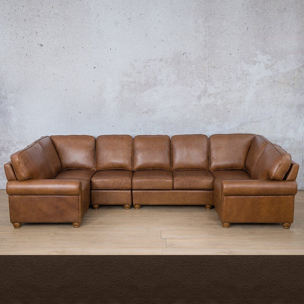 Salisbury Leather Modular U-Sofa Sectional Leather Sectional Leather Gallery Czar Ox Blood 