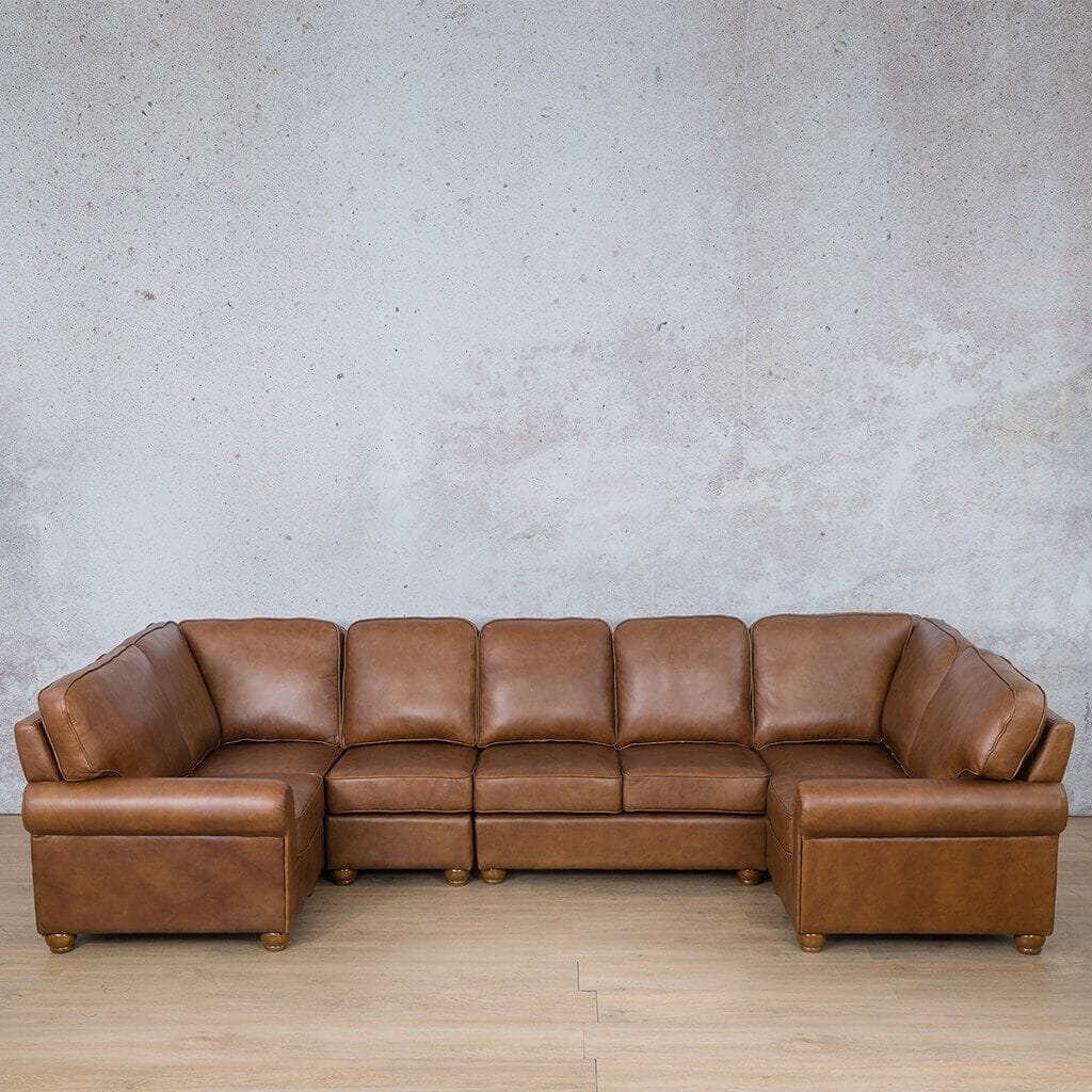 Salisbury Leather Modular U-Sofa Sectional Leather Sectional Leather Gallery Czar Pecan 