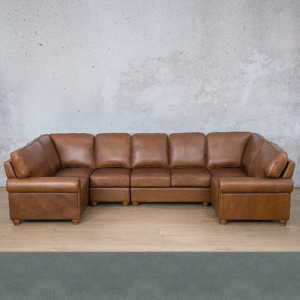 Salisbury Leather Modular U-Sofa Sectional Leather Sectional Leather Gallery Flux Blue 
