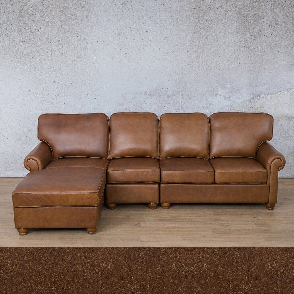 Salisbury Leather Sofa Chaise Modular Sectional - LHF Leather Sectional Leather Gallery 