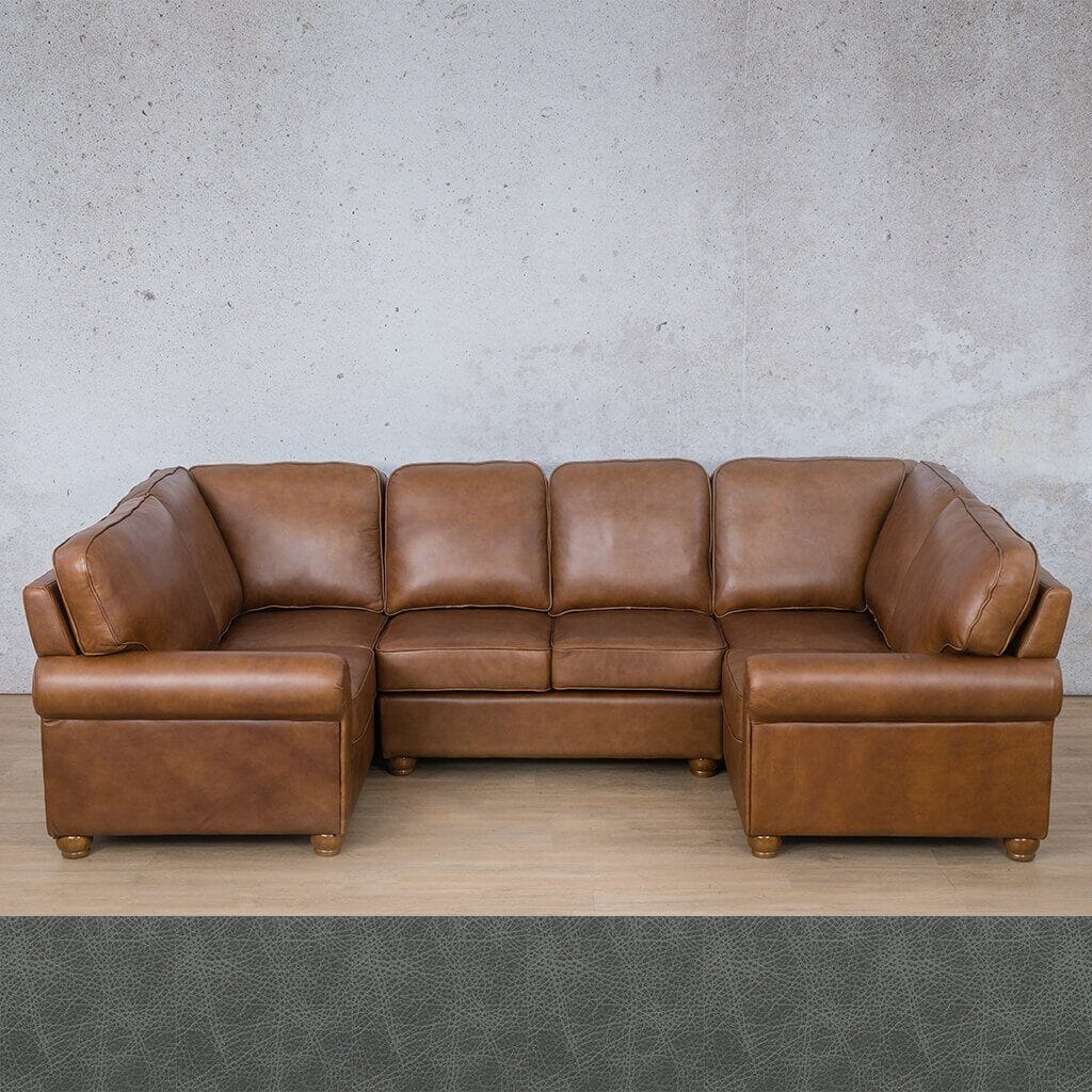 Salisbury Leather U-Sofa Sectional Leather Sectional Leather Gallery Bedlam Blue Night 