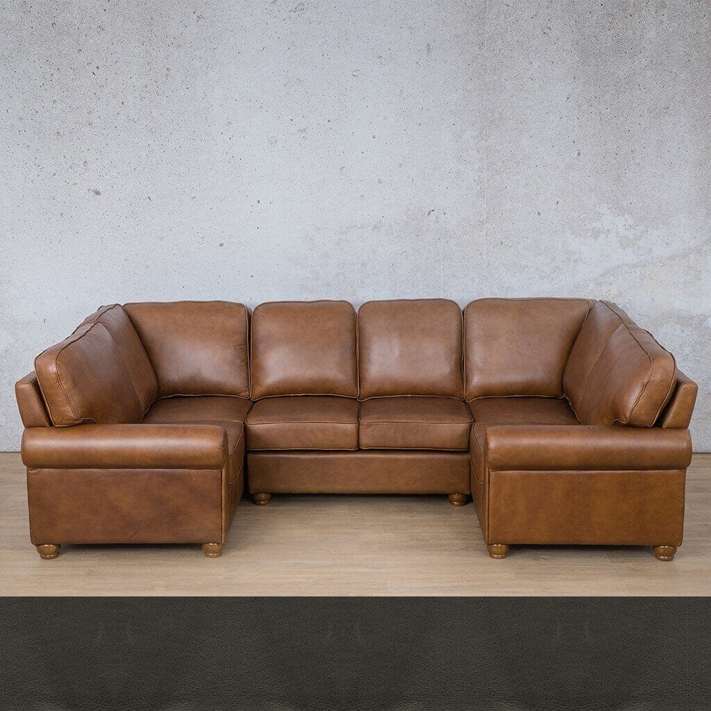 Salisbury Leather U-Sofa Sectional Leather Sectional Leather Gallery Czar Anthracite 