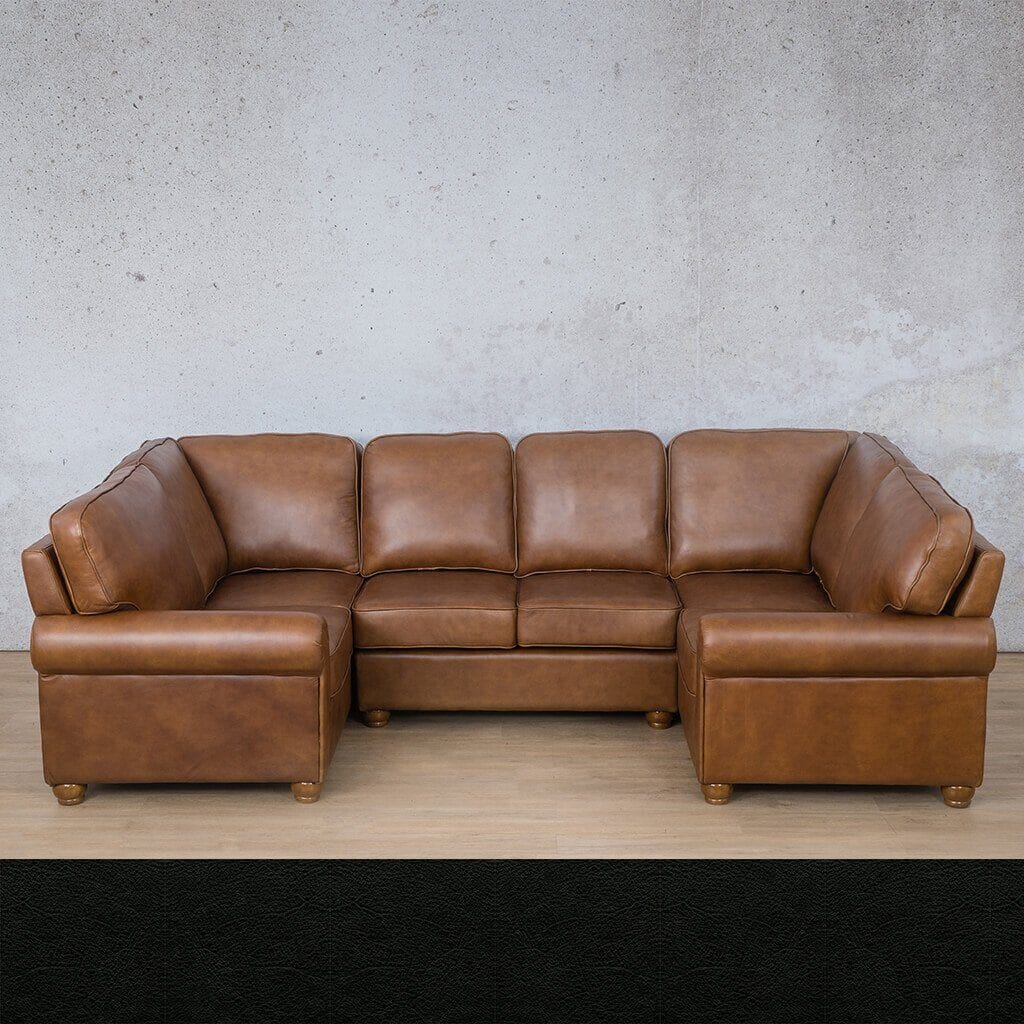 Salisbury Leather U-Sofa Sectional Leather Sectional Leather Gallery Czar Black 