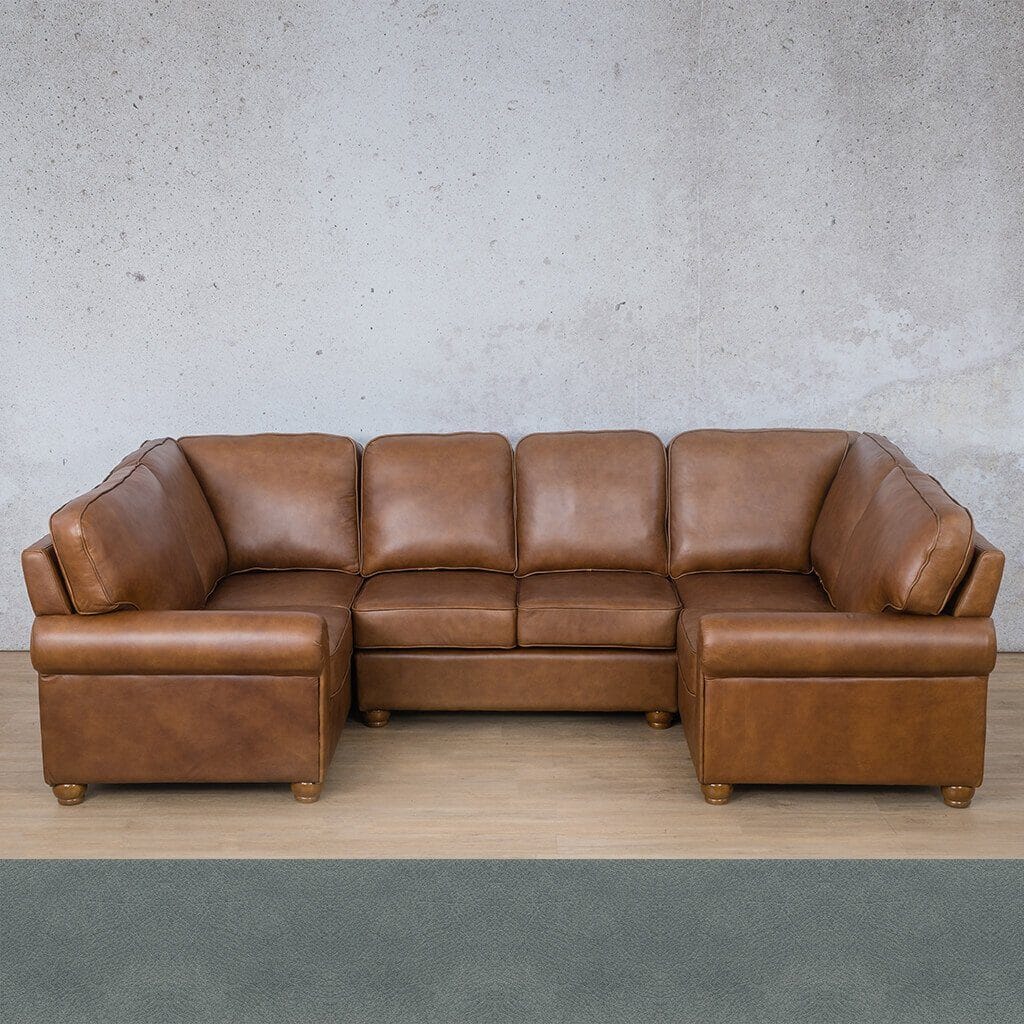 Salisbury Leather U-Sofa Sectional Leather Sectional Leather Gallery Flux Blue 