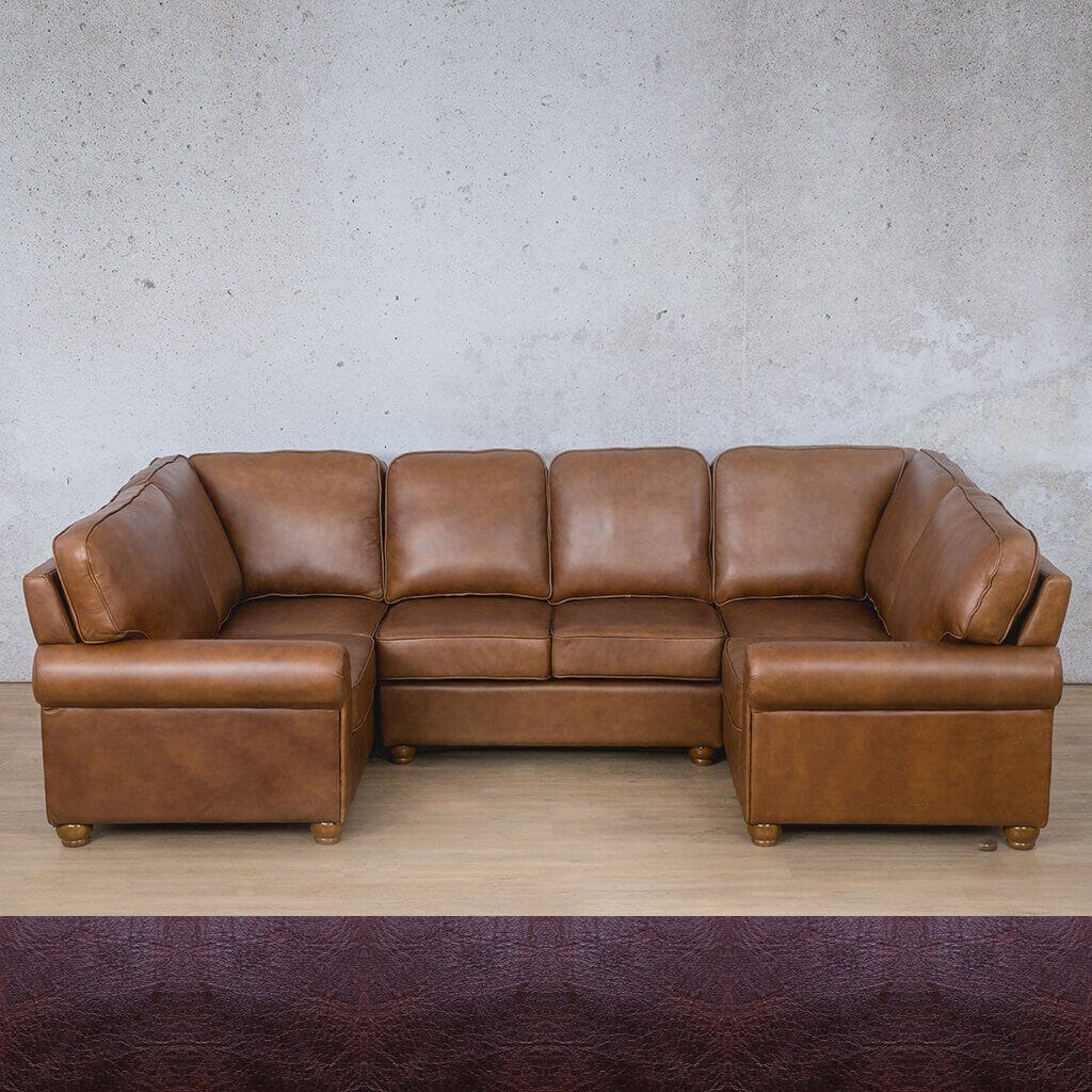 Salisbury Leather U-Sofa Sectional Leather Sectional Leather Gallery Royal Coffee 