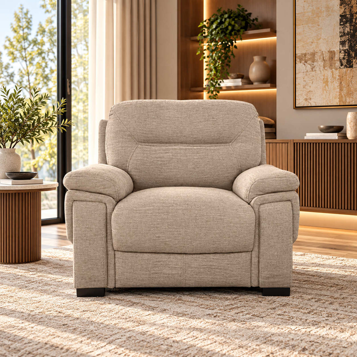 San Lorenze 1 Seater Fabric Sofa - Kenya Sand | Fabric Couches