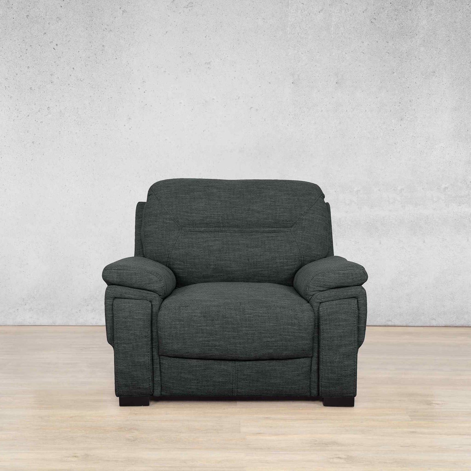 San Lorenze 1 Seater Fabric Sofa - Kenya Charcoal | Fabric Couches
