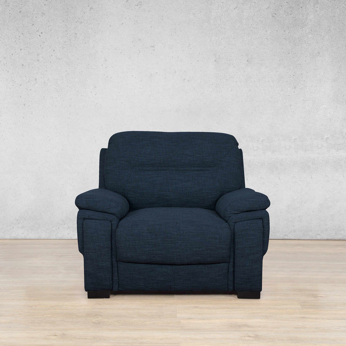 San Lorenze 1 seater fabric couch, shown in a front view in a deep Kenya Navy Blue colour. | couches, couches south africa, fabric couch, single couch, blue couch