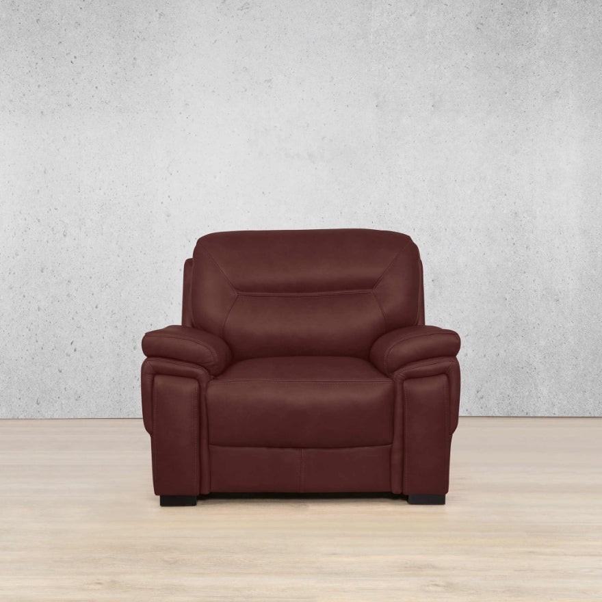 San Lorenze 1 Seater Leather Couch, front view, shown in a rich Czar Ruby colour. | Leather couches, single couches, couches south africa
