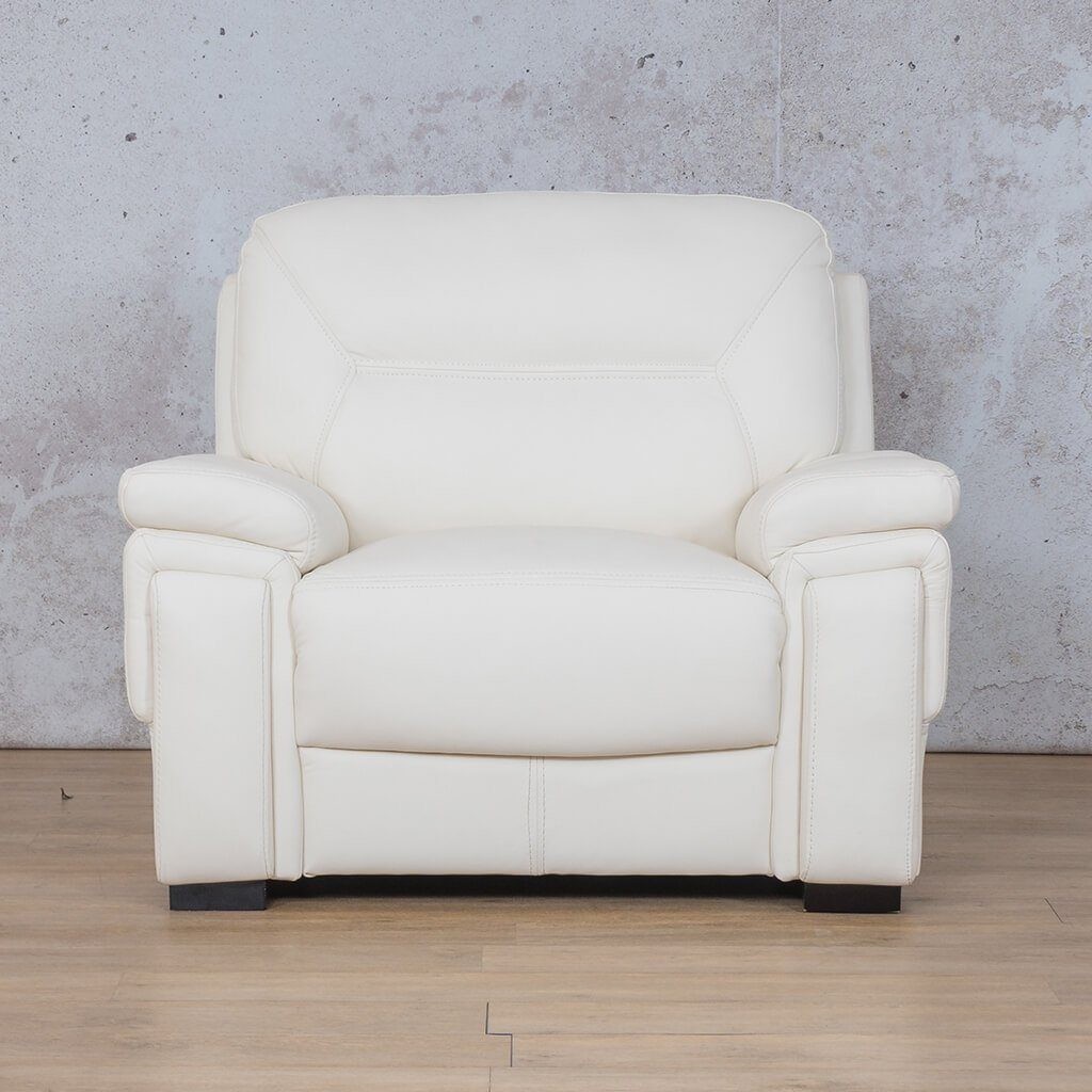 San Lorenze 1 Seater Leather Sofa - Czar White - Leather Couches