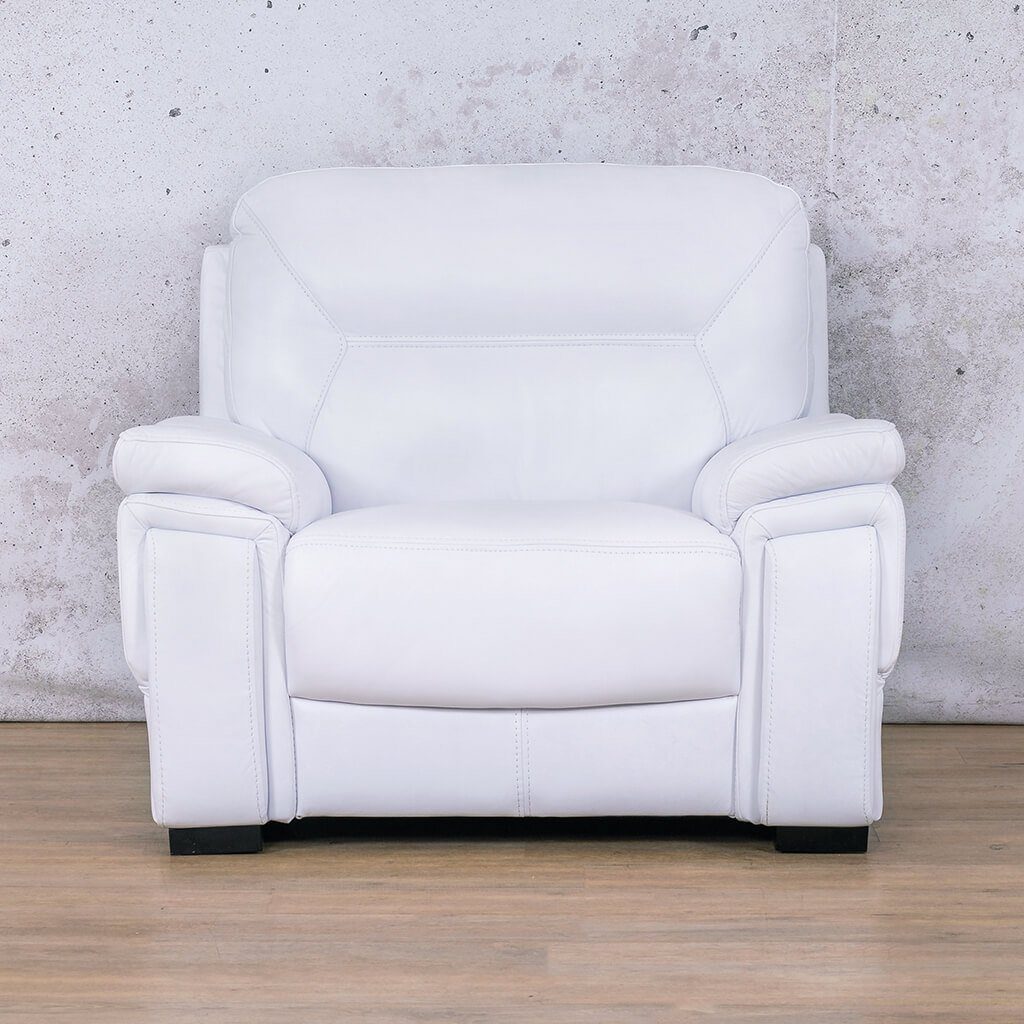 San Lorenze 1 Seater Leather Sofa - Urban White - Leather Couches