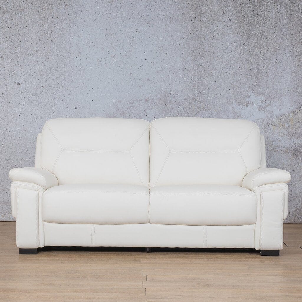 San Lorenze 2 seater Leather Sofa Suite, front facing view, in Urban White |  Leather Couches, sofas and couches, couches for sale, 2 seater couch