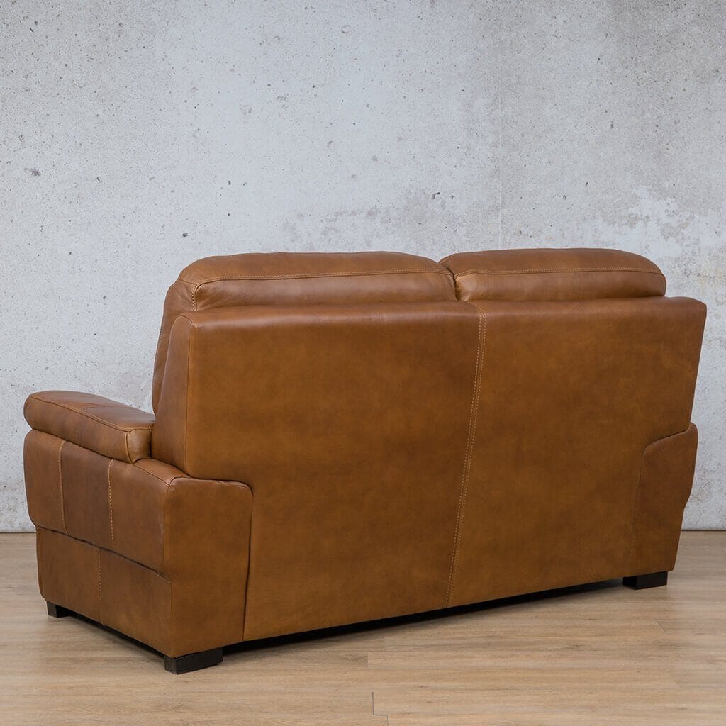 San Lorenze 2 Seater Leather Sofa - Czar Pecan, rear view | Leather Couches, genuine leather couches, two seater couch 