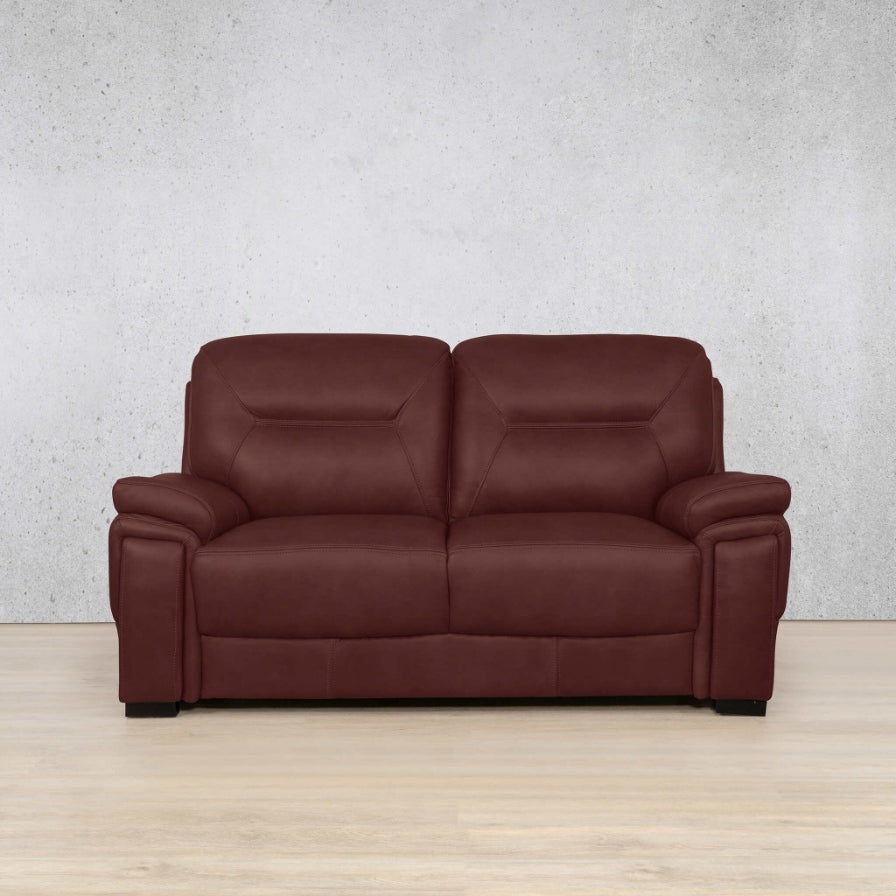 San Lorenze 2 Seater Leather Couch, front facing view - Czar Ruby | couches and sofas, leather couch, couches for sale, two seater couch