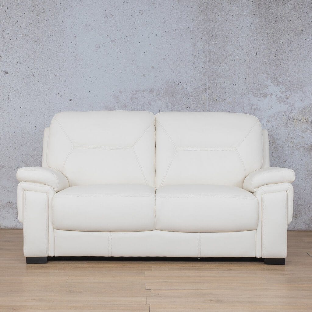 San Lorenze 2 Seater Leather Sofa - Czar White - Leather Couches