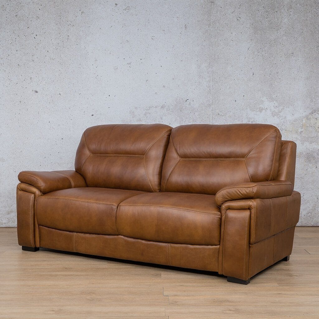 San Lorenze 2-seater Leather Sofa Suite, angle view, in Czar Pecan | Leather Couches, 2 seater couch, leather 2 seater couch, brown leather couch