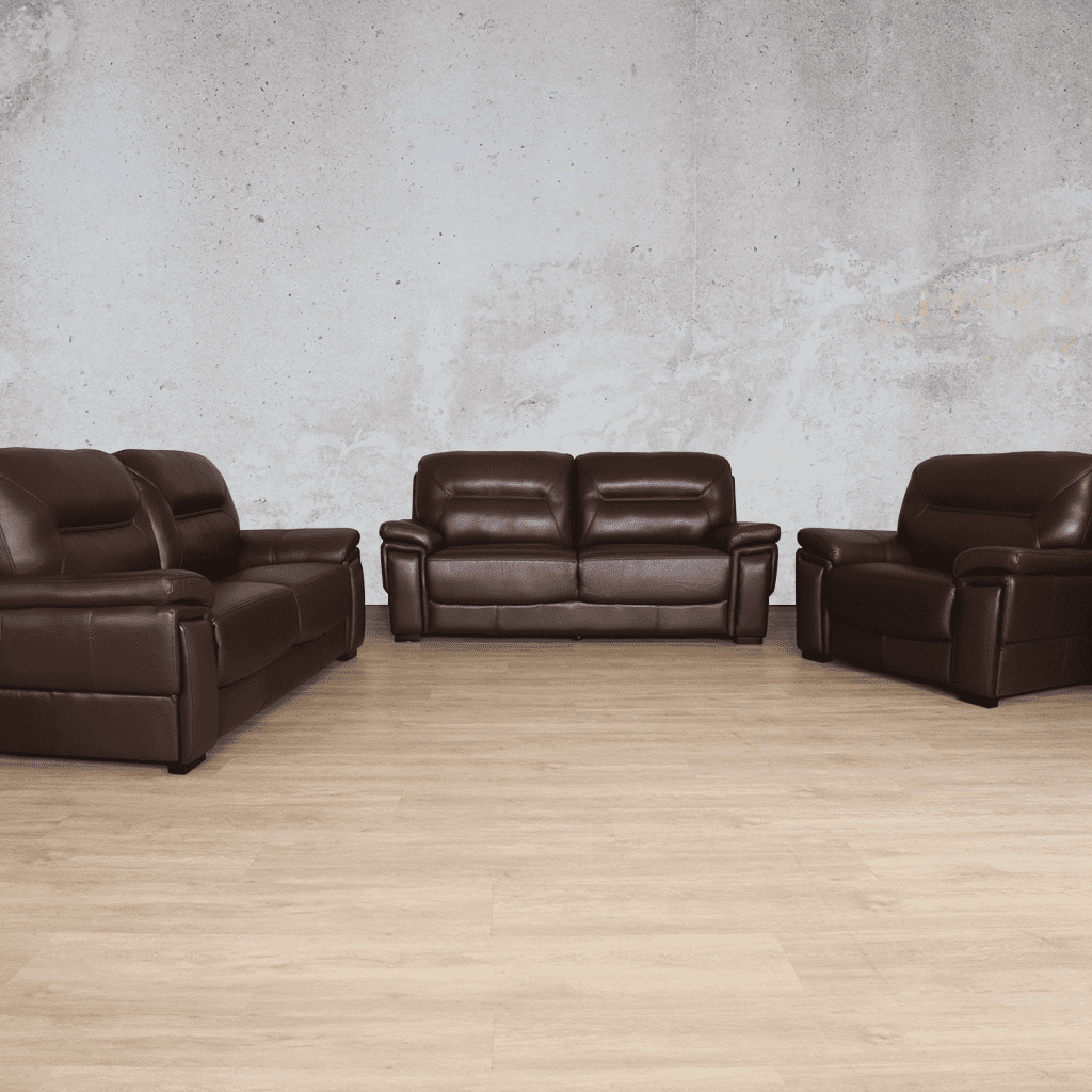 Front view of San Lorenze 3+2+1 Leather Sofa Suite - Czar Ox Blood |Leather Couches, genuine leather lounge suite, couches for sale 